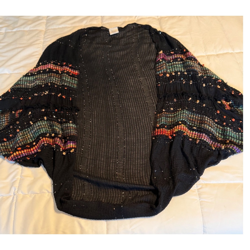 Anna & Ava Shrug Women One Size Black Excellent Sequin Woven Cocoon Cardigan